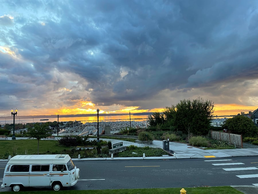 View from sidewalk outside patio apartment.