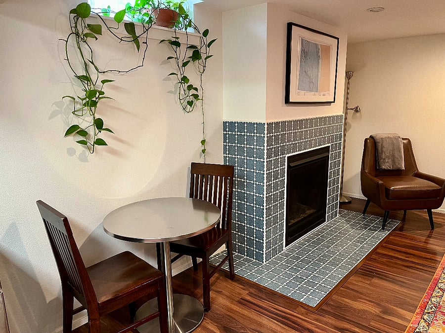 Dining space for two, just off of the kitchen