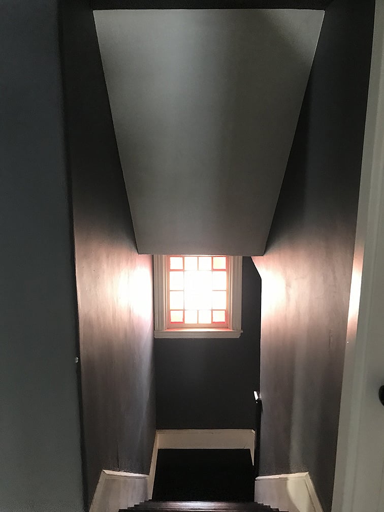 2nd Floor Stairway looking down towards main floor entryway (around the corner to the R)