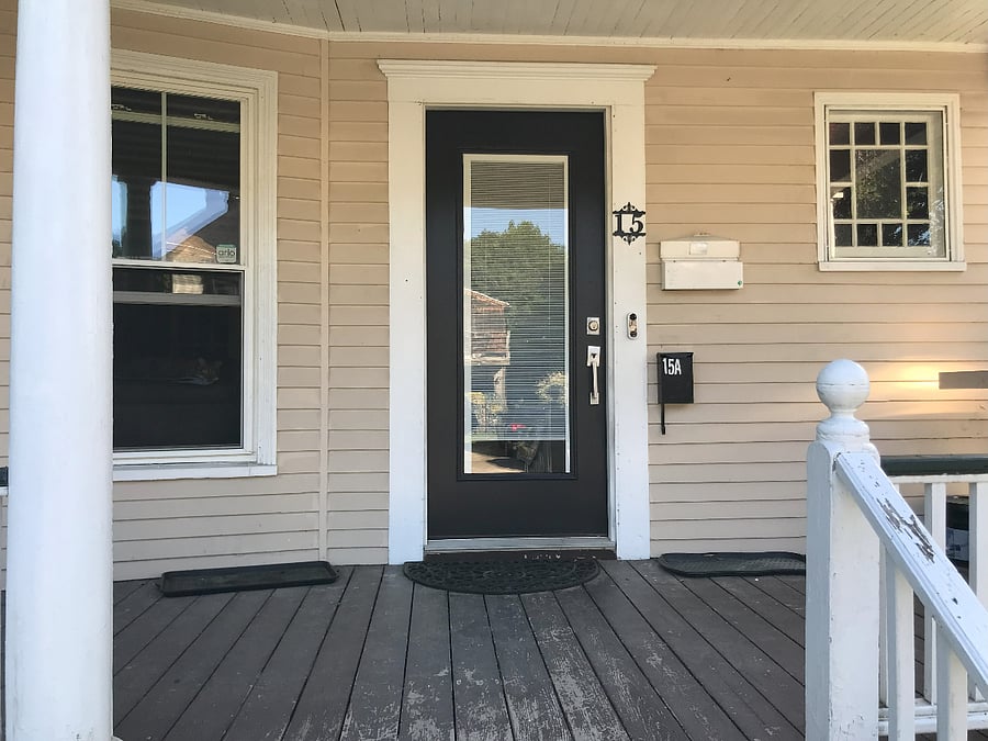 Front Porch: Keyless entry, outdoor covered seating, gas BBQ grill, new door with built-in blinds