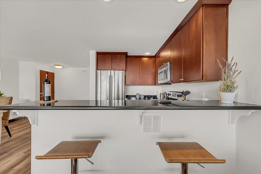 Enjoy dinner at the bar or dining table.
