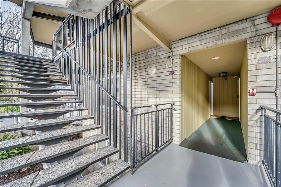 Ground floor entrance. Hallway access for only 2 units. Rented unit to the left, end unit.