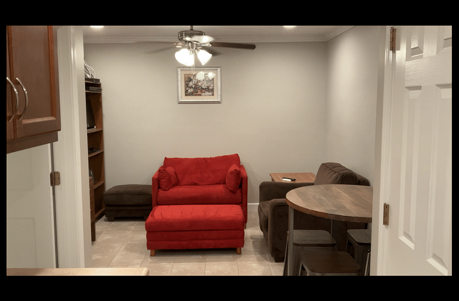 The Living Room has a second dining table.