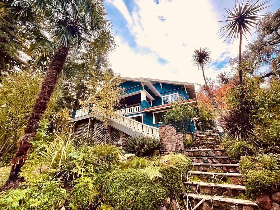 Hand set stone steps guide you to the rustic, european style pool. Note: pathways are historic and best for agile adults. Young children/seniors may struggle on the uneven stones.