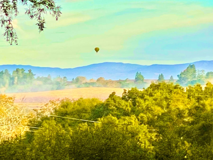 View of valley from covered front porch