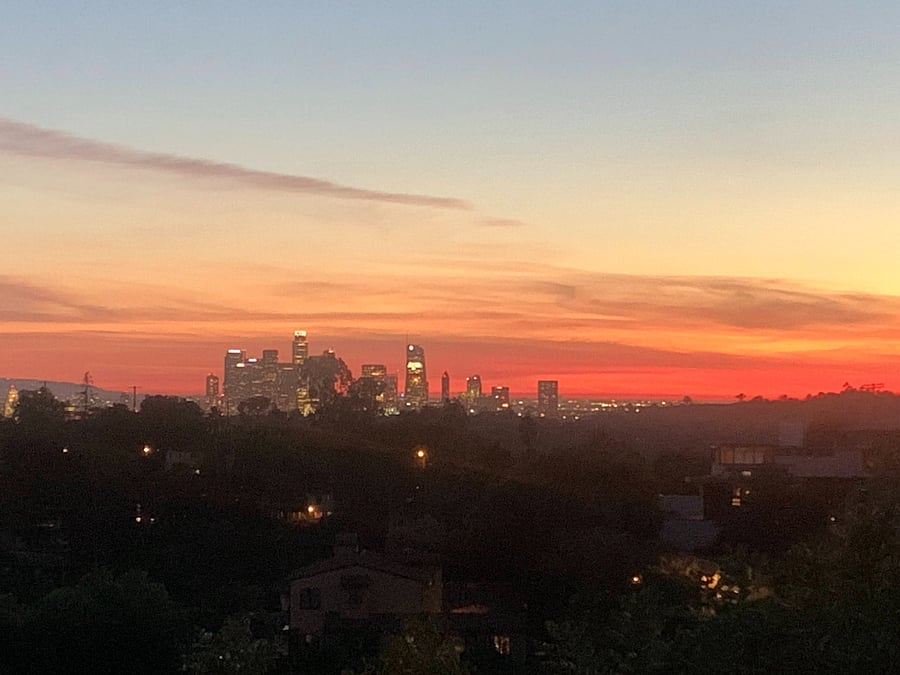 There are lots of great spots for views on walks in Mt Washington. Downtown at sunset.