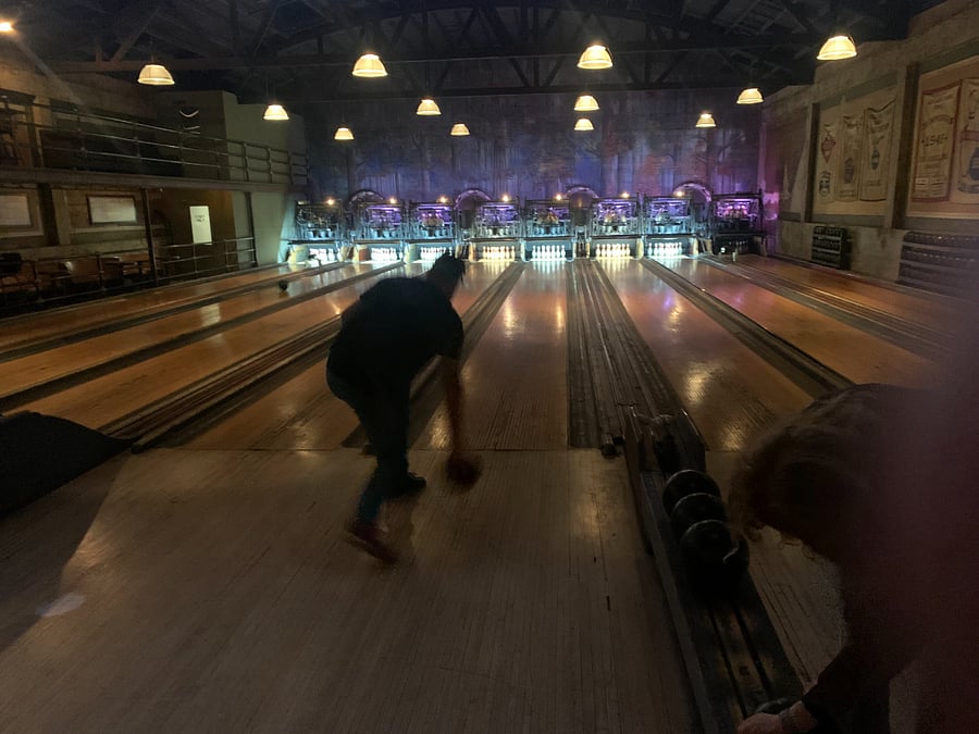 Bowling at Highland Park Bowl- old fashioned alley and bar. It was a speakeasy.