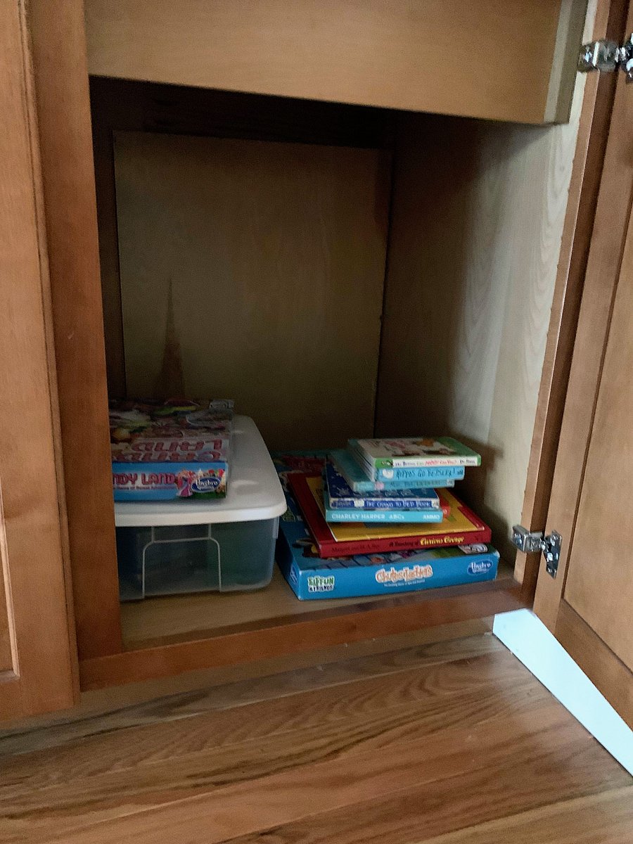 Some books, toys, and games for younger children.