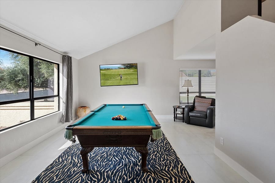 Game room with bar area. 