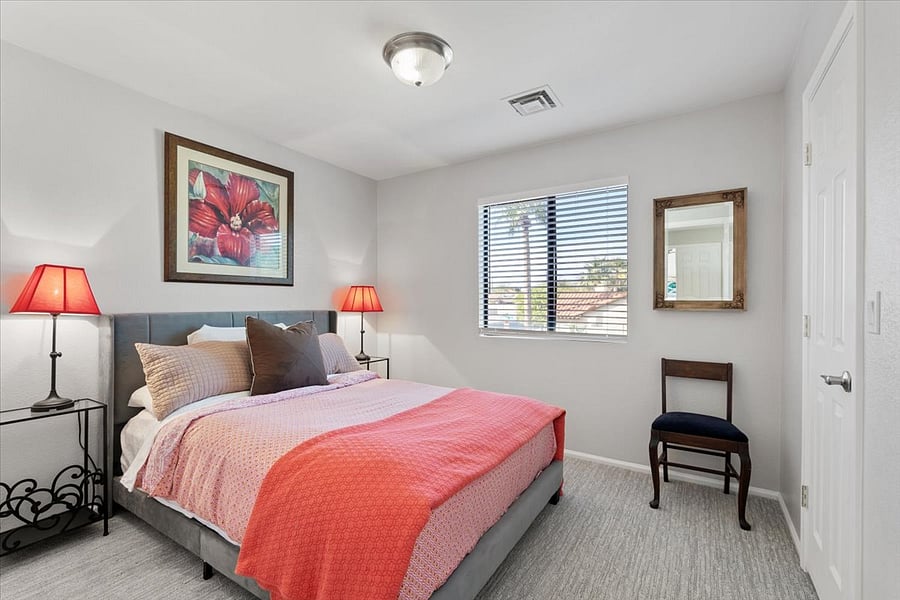 Bedroom 2 with queen bed, walk in closet, 100% cotton sheets with down duvet. 