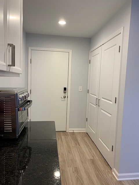 In suite washer and dryer closet.