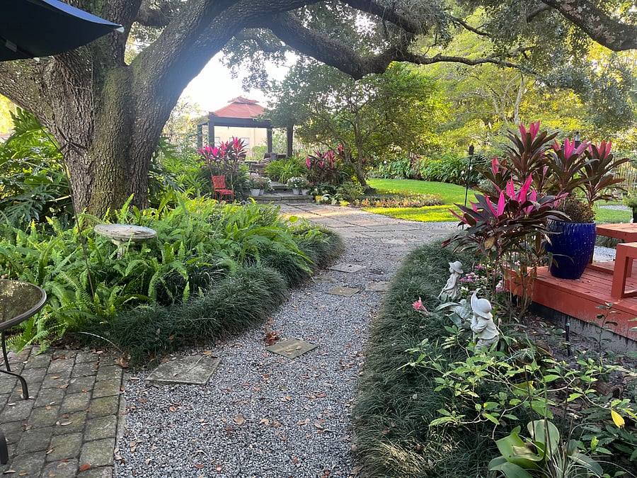 This is our back yard, accessible to you when you are staying in our cottage.