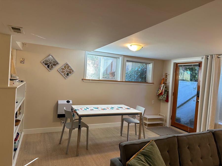 Dining and entrance. The unit gets lots of light.