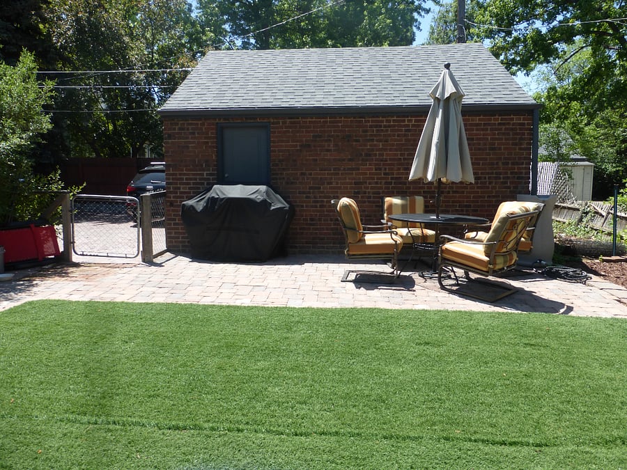 Backyard common area with gas grill