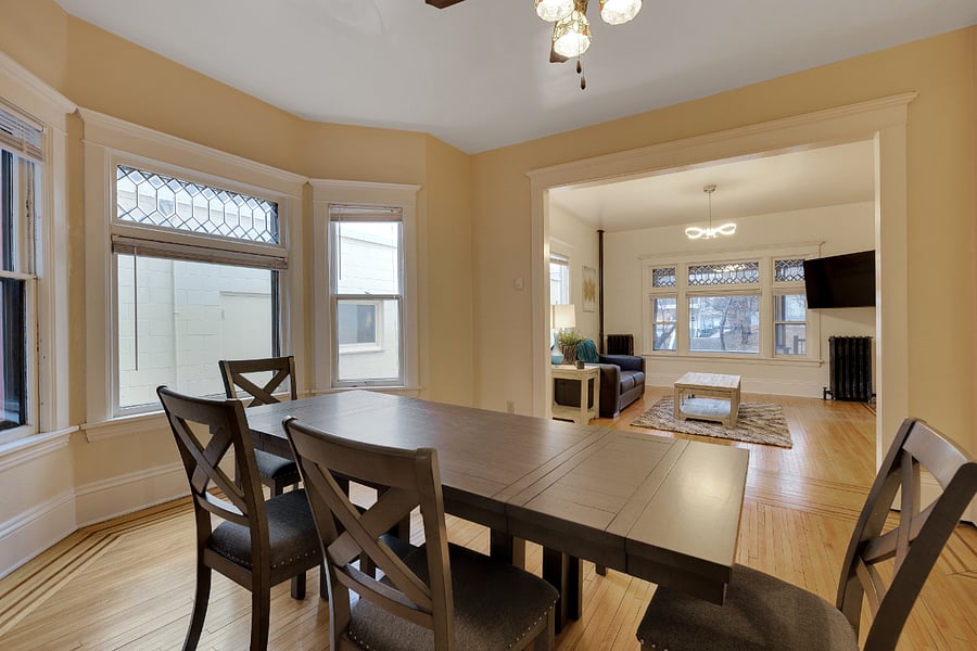 Dining room looking into living room