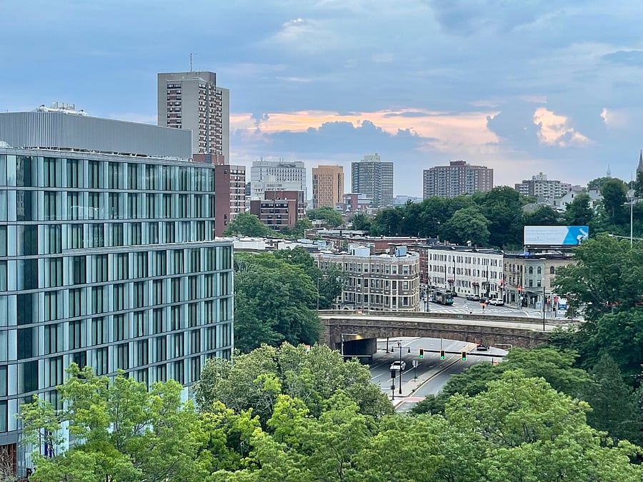 View from the studio. Easily catch the "C" or "D" line, to head in, or out, of proper Boston!