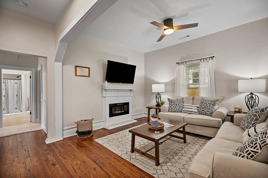 Comfortable Living room with Electric fireplace and Smart TV