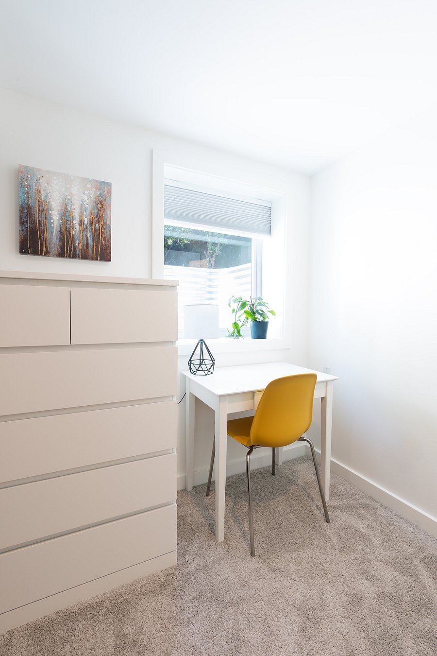 Bright sunny window to rear of house, private yard.