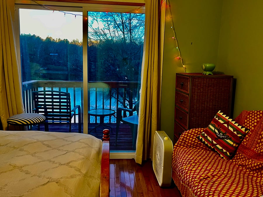 Upstairs bedroom with balcony
View from the treadmill