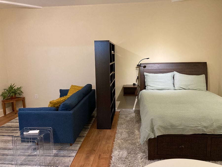 Queen size bed with the softest sheets.