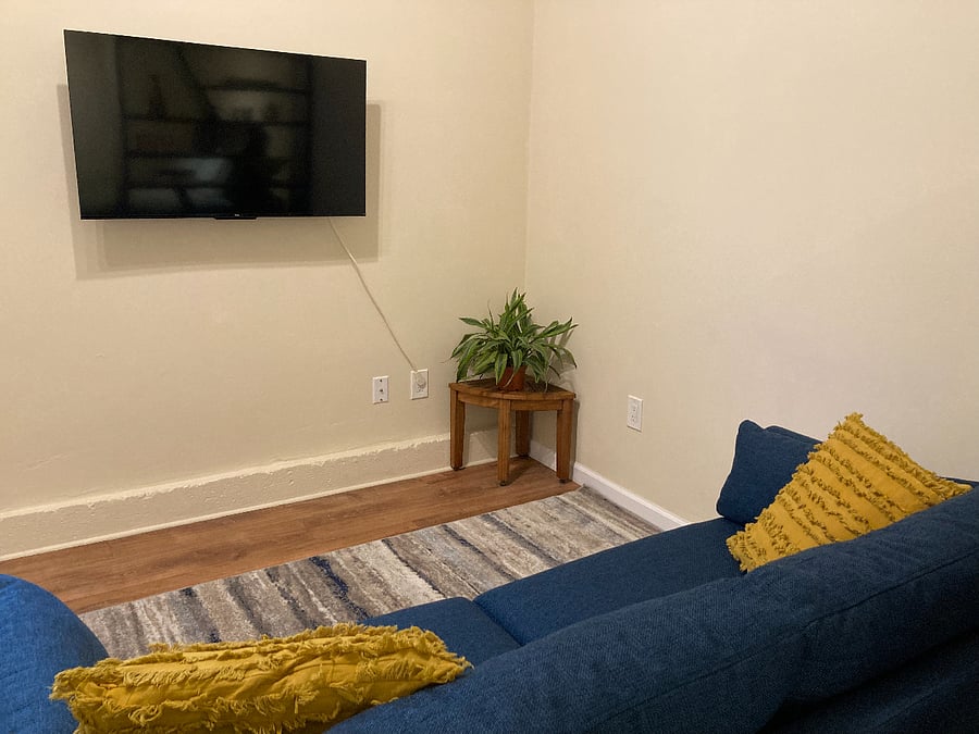 Smart TV tilts to give you just the right viewing angle from the couch or the table.