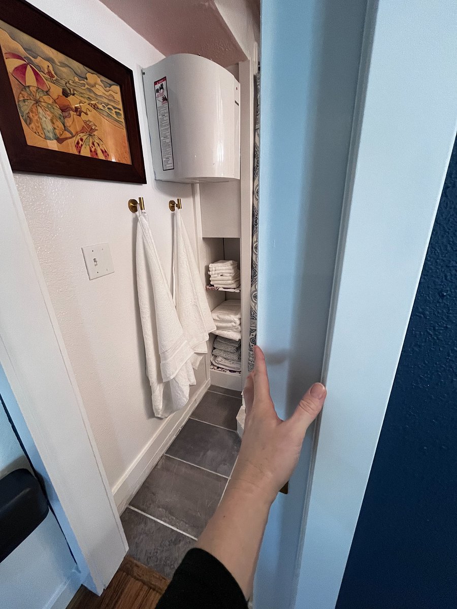 Pocket door between kitchen and bath