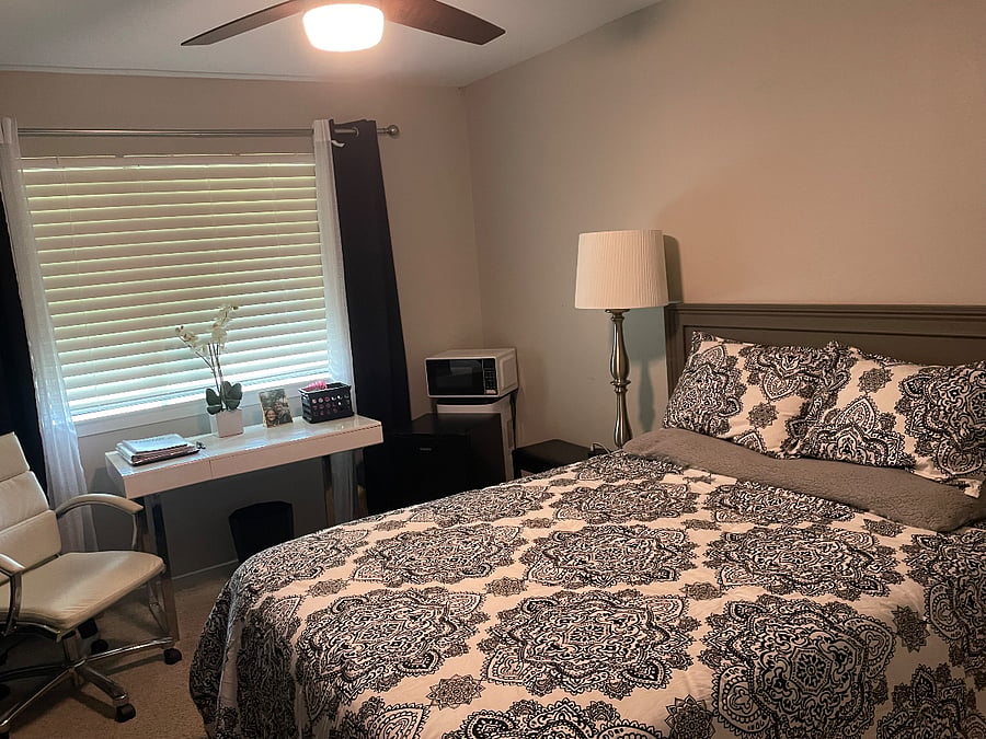 Private bedroom with private half bath.