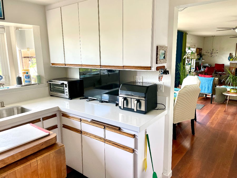 Kitchen is separate from the dining area