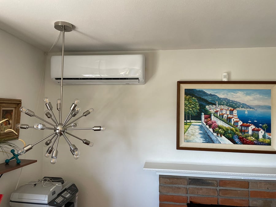 European style ductless mini split for air conditioning, heating and dehumidifying