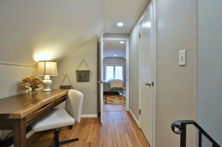 Office workspace / view to Bedroom #2 w/ queen bed