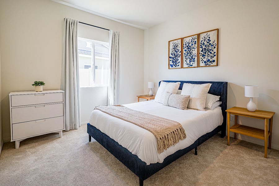 This bed is sooo comfy. The pillows, sheets, comforter are so soft. Make sure you set your alarm. Sound machine in room.