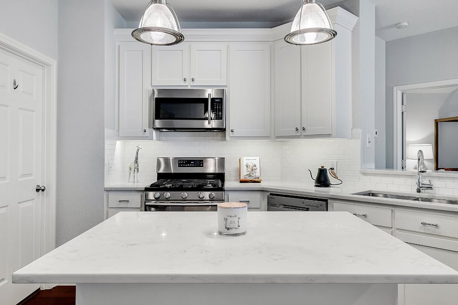 Beautifully updated kitchen. Island perfect for hard work and munching!