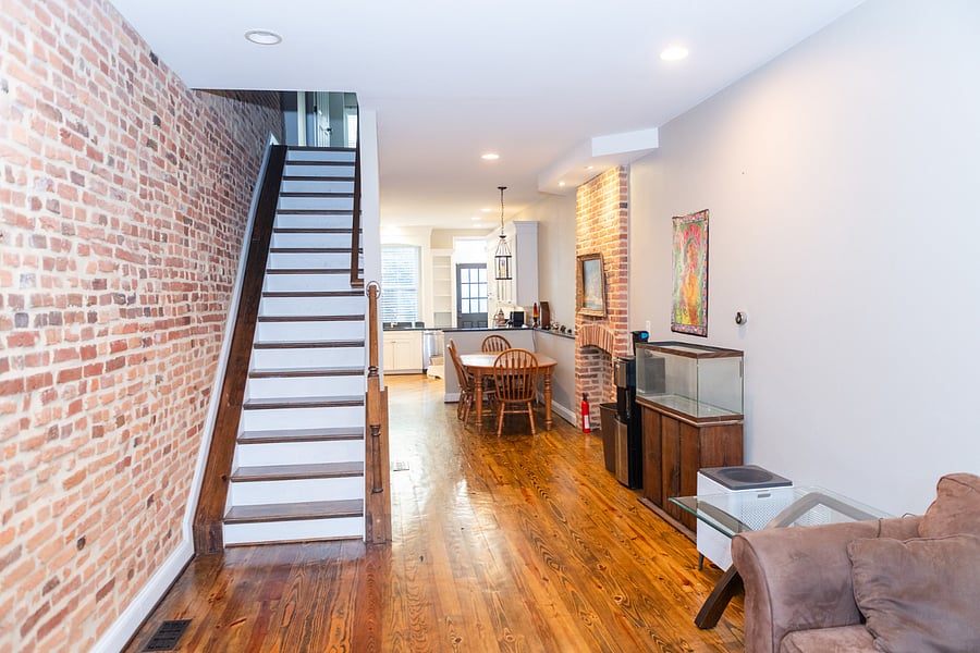 Walking into the townhouse.
