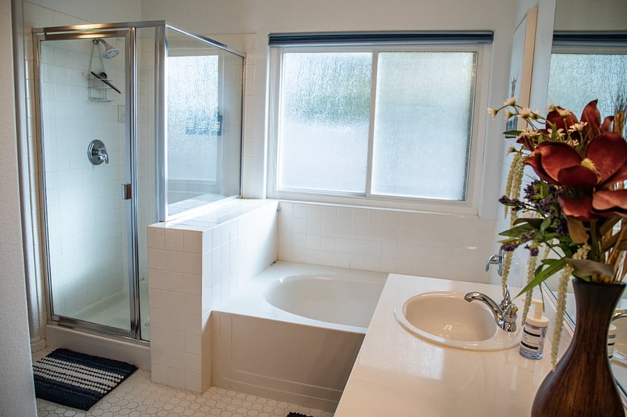 Primary bathroom has a soaking tub AND a stand-up shower!
