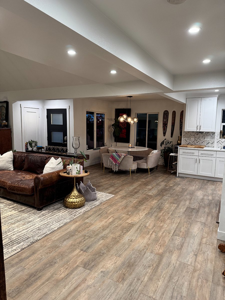 Living room, Dining room, and Kitchen all open concept