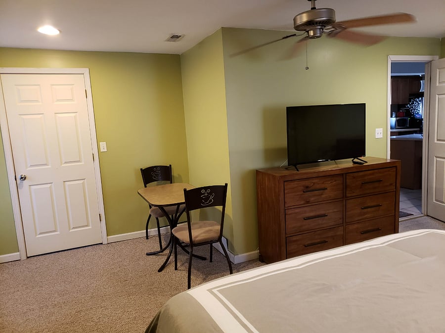 Breakfast nook and work space in the bedroom