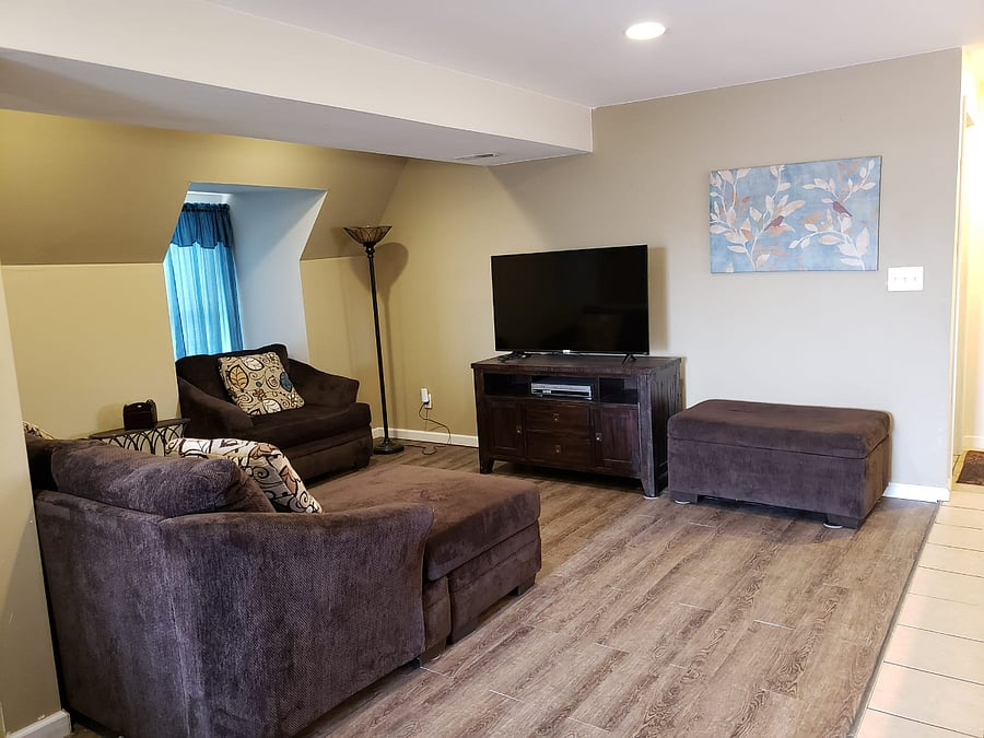 Living room features a Smart TV, as does the bedroom