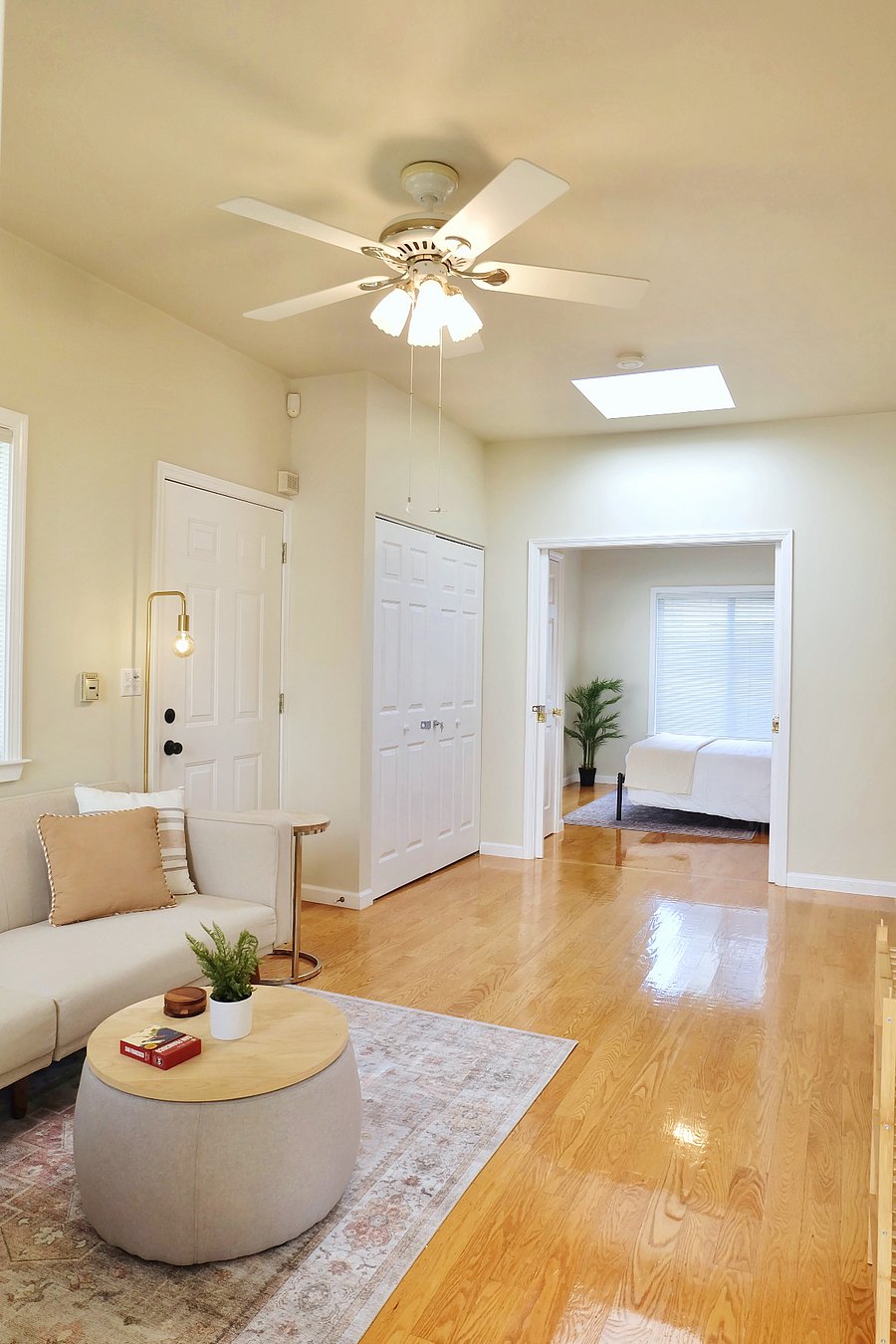 Living area with a bright skylight