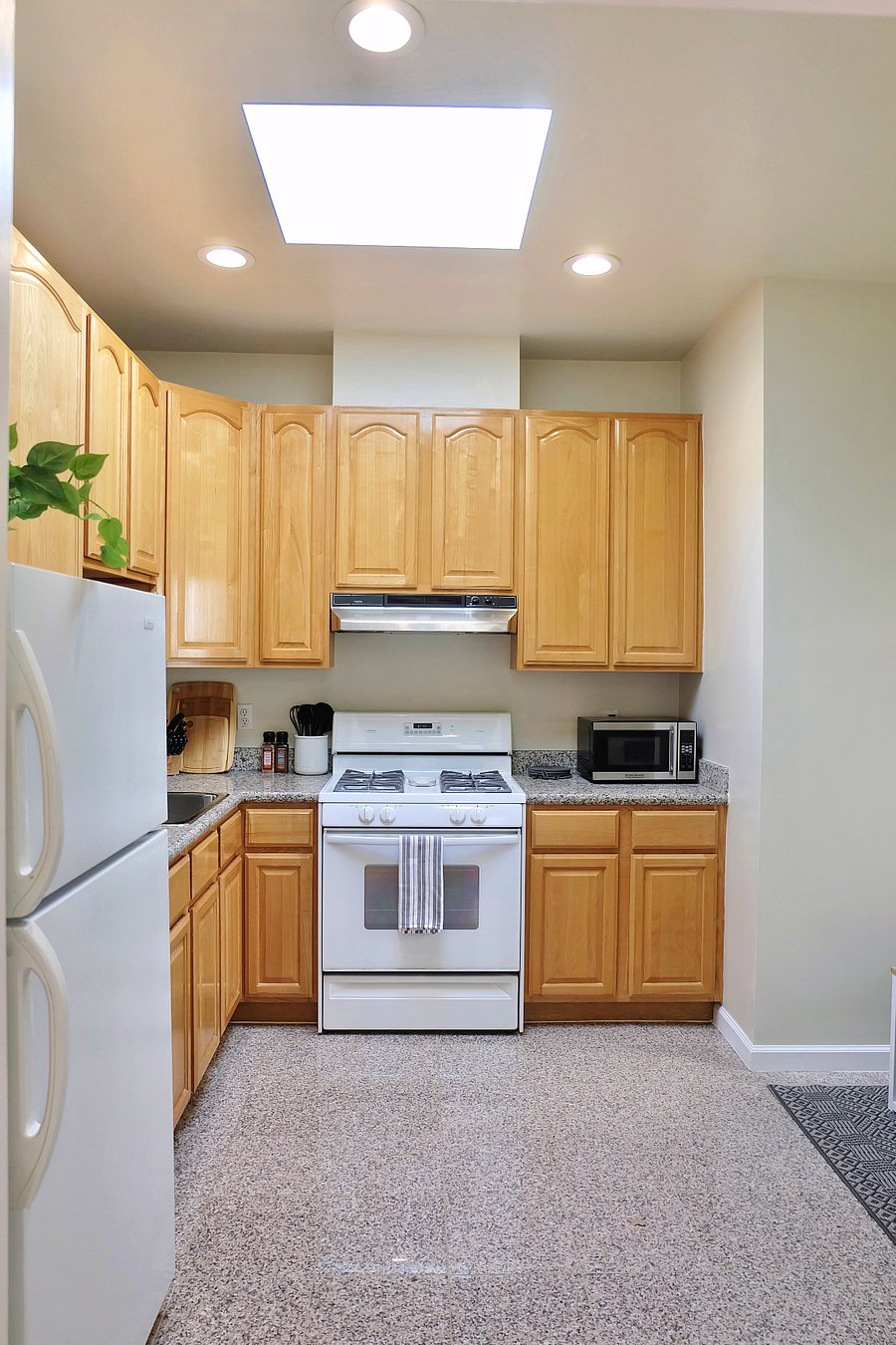 Full kitchen with a bright skylight