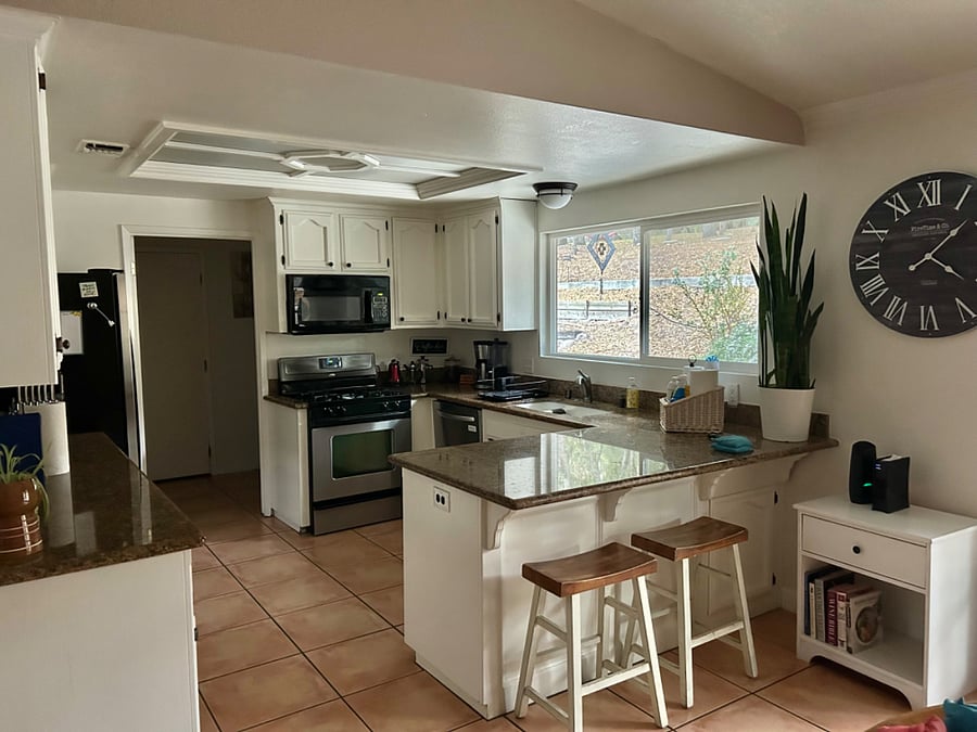 Spacious and fully stocked kitchen