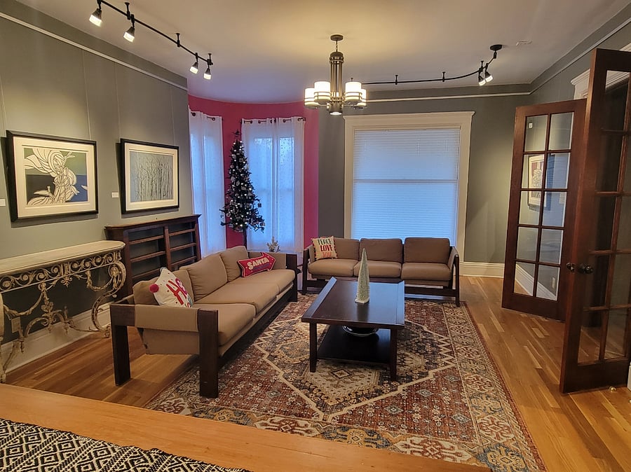 Another view of the Gallery on the main floor. It is currently featuring art by Eugene Larkin, a prolific Minnesota mid-century artist (and father of the owner, Alan).