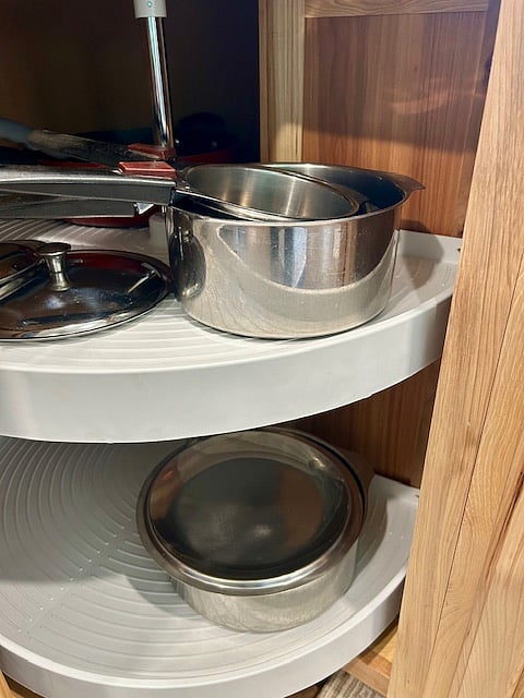 Pots, pans, skillets included