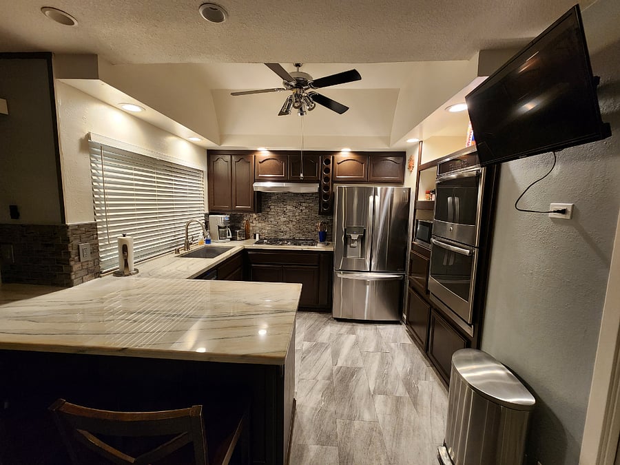 Kitchen with all needed amenities.