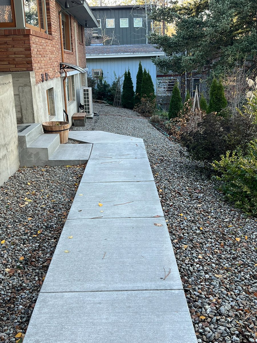 Paved sidewalk to private entrance.