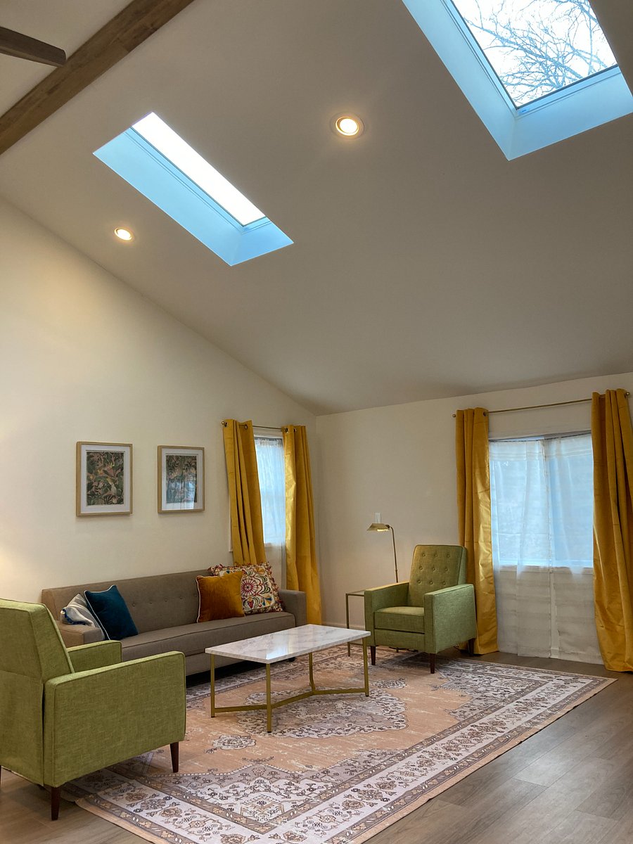 Living room with skylights