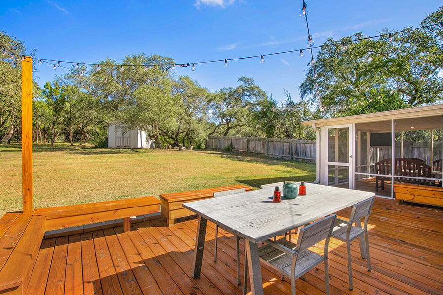 Large deck with sunroom