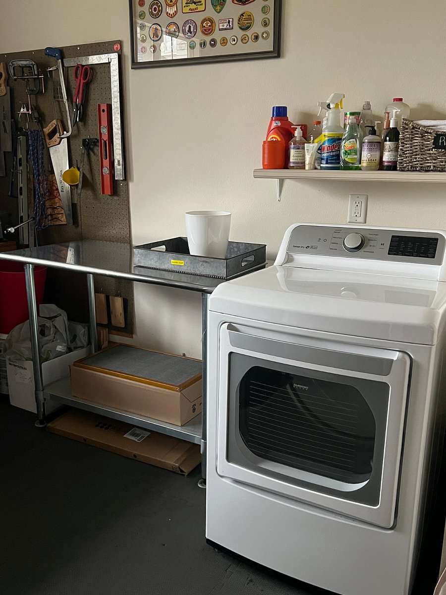Dryer located in garage below apartment.