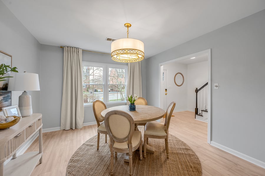 Dining room with view of front entryway