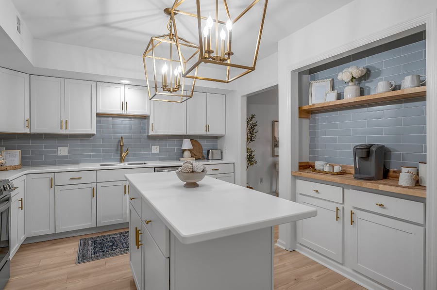 Kitchen with view into dining room