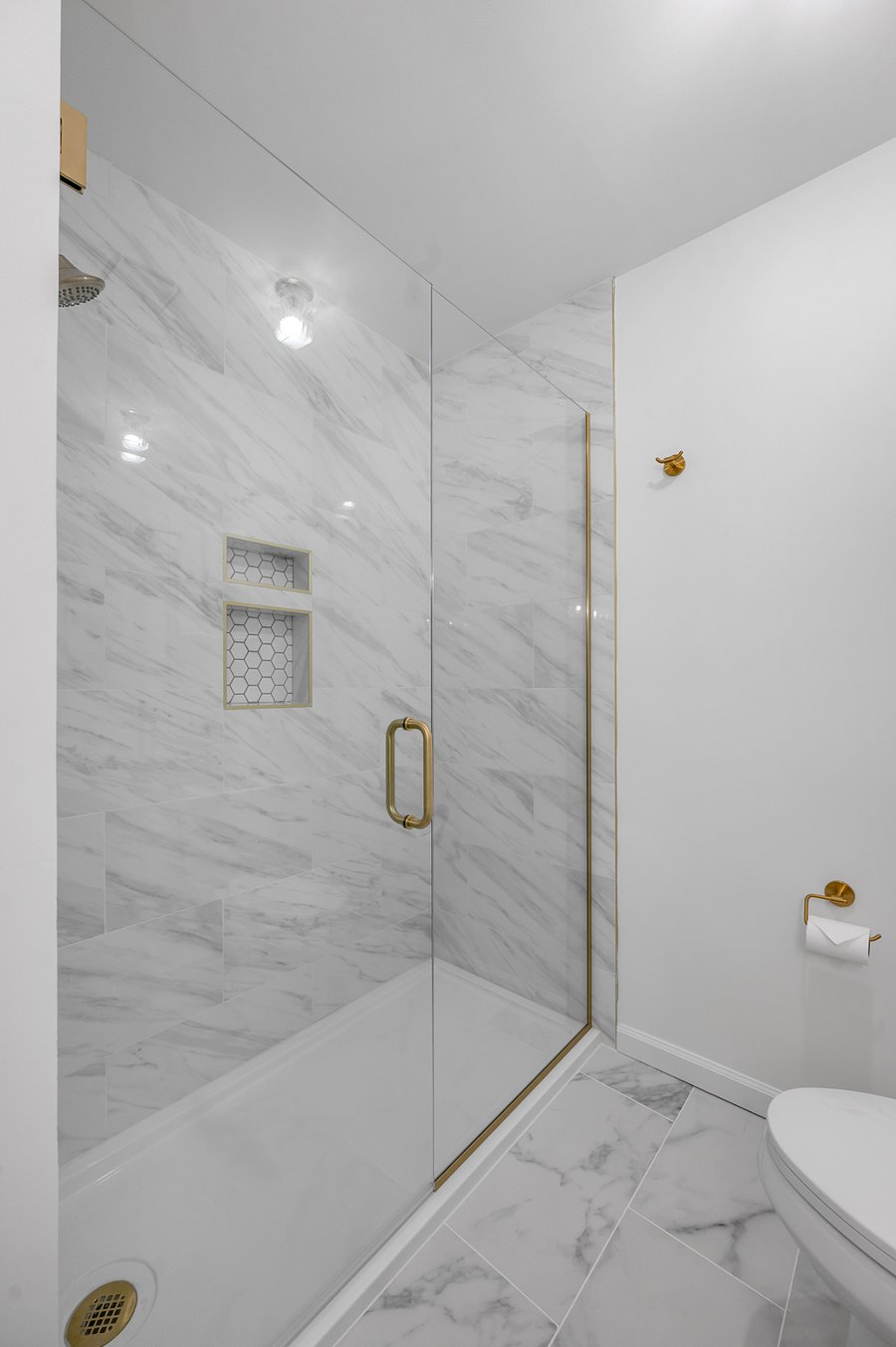 Walk-in shower of completely remodeled rear 2nd level master bathroom. No sharing bathrooms in this house unless you want to! Every bedroom contains its own private bathroom.